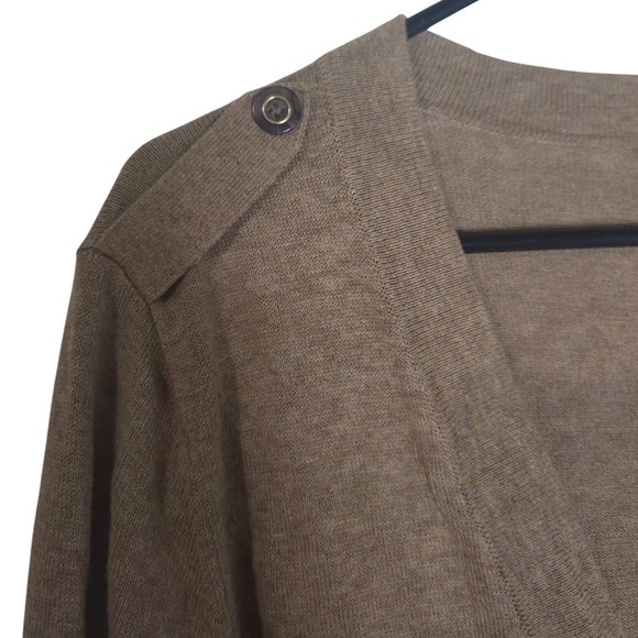 Banana Republic Womens Cardigan Sweater Khaki Tan Button Front V Neck Cotton, M - Picture 3 of 4
